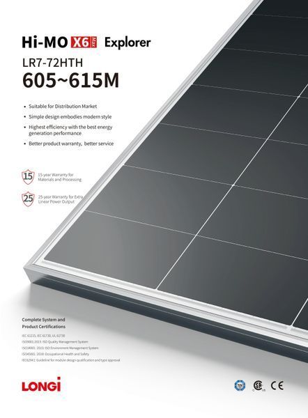 Солнечная панель 615 Вт Longi Solar LR8-66HGD-615M 866615 фото