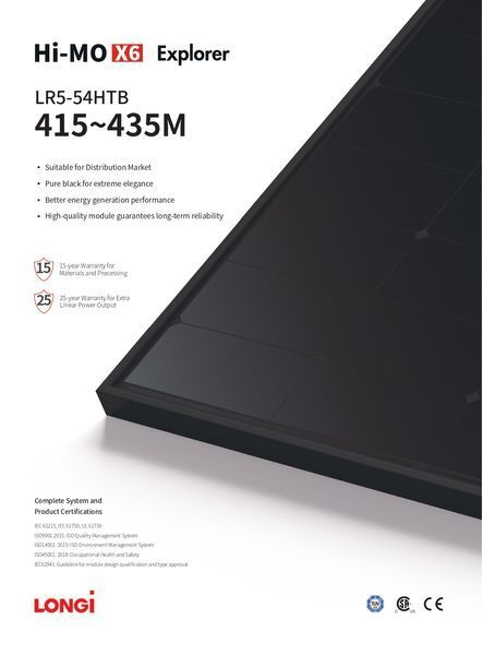 Солнечная панель 420 Вт Longi LR5-54HTB 420M 554420 фото
